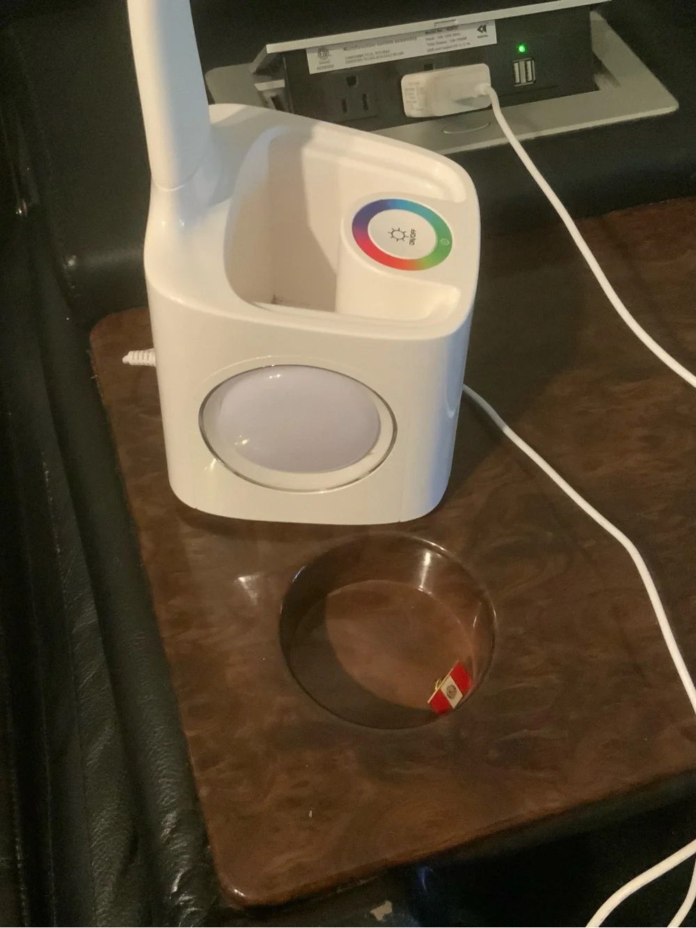 White LED Desk Lamp with Touch Color Ring and Organizer